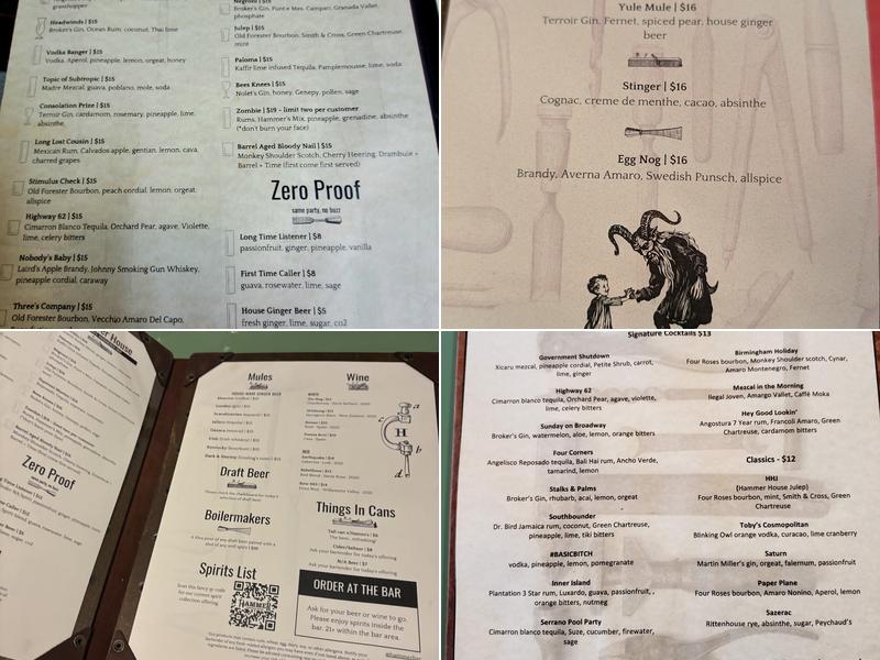 Hammer Workshop & Bar Menu