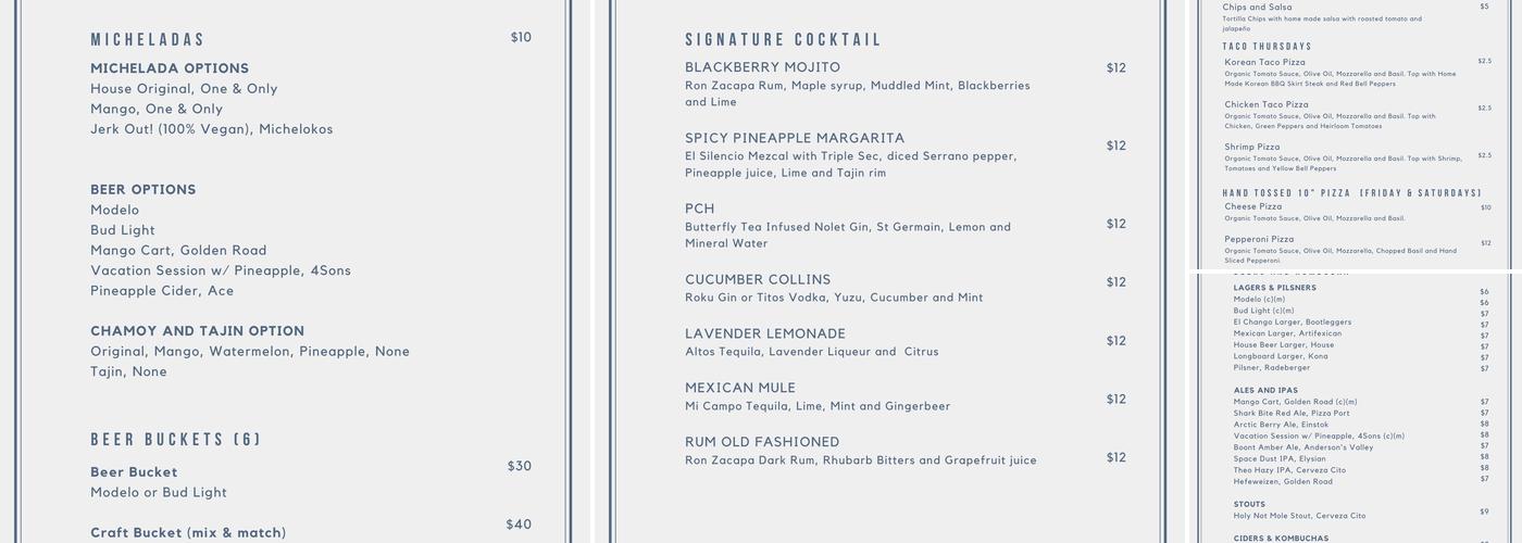 The Copper Door Menu