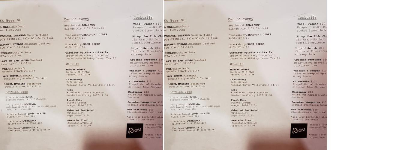 Recess Menu