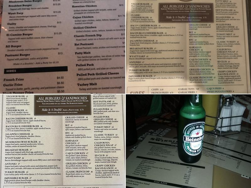 The Swinging Door Saloon Menu