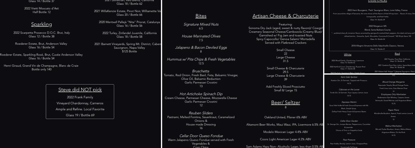 Cellar Door Menu