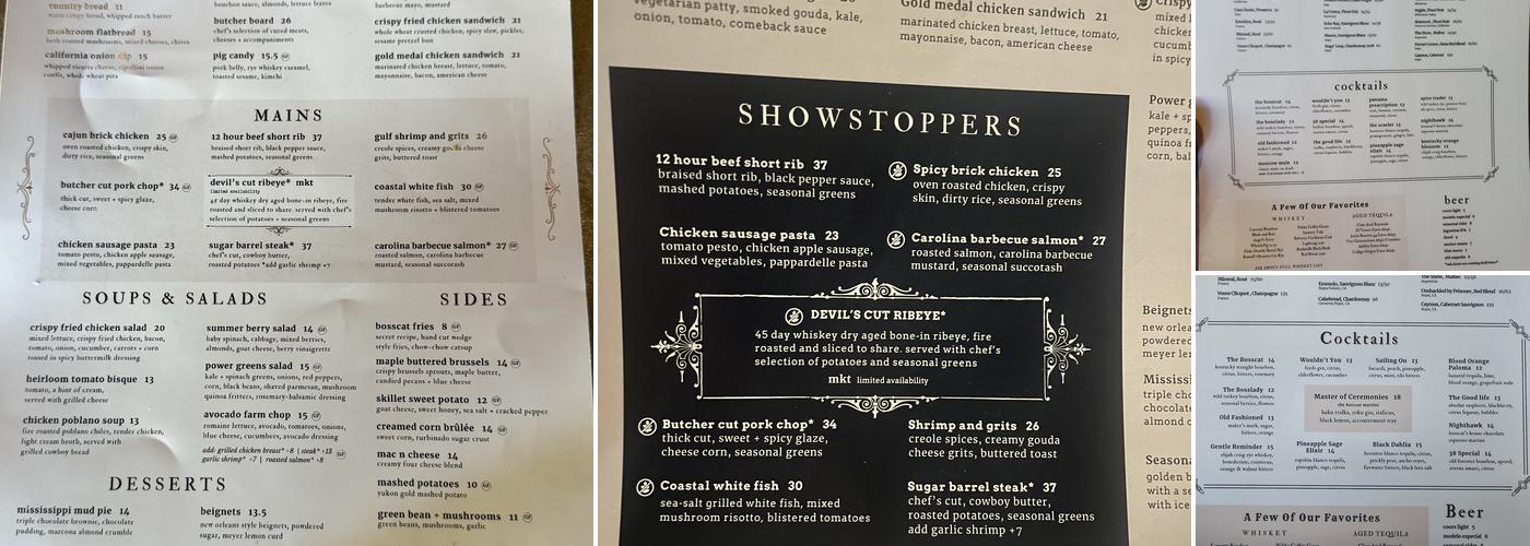 Bosscat Kitchen & Libations Menu
