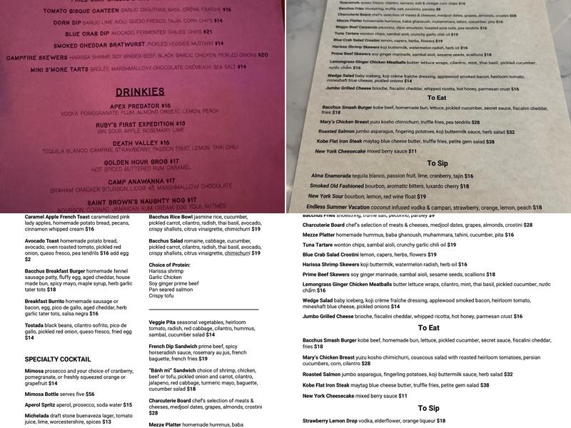 Bacchus Bar and Bistro Menu