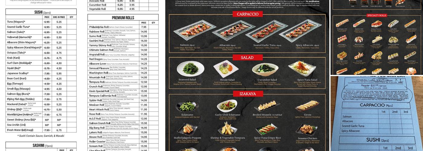 Tomikawa Sushi Bar Restaurant Menu