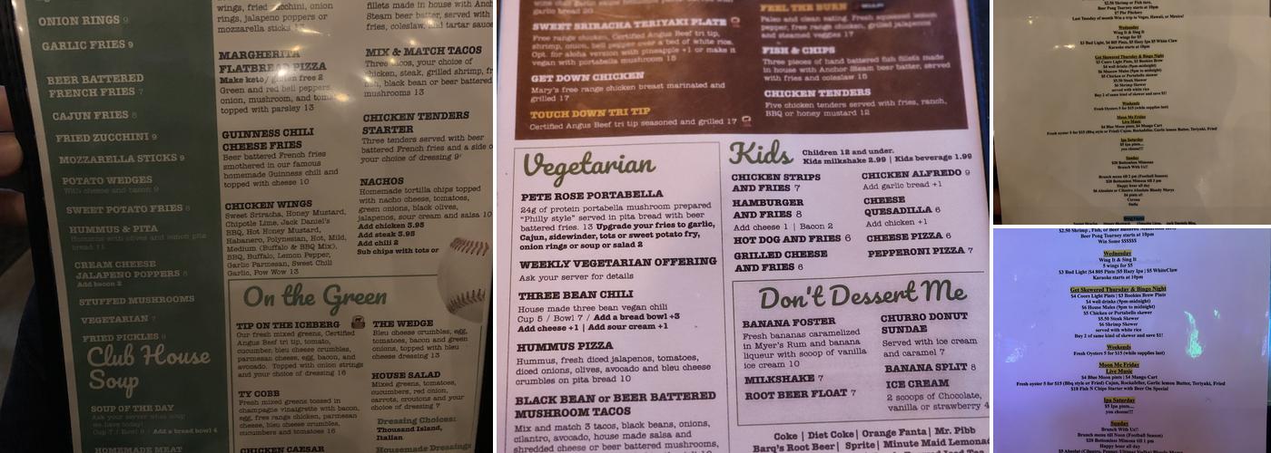 Bookies Bar & Grill Menu
