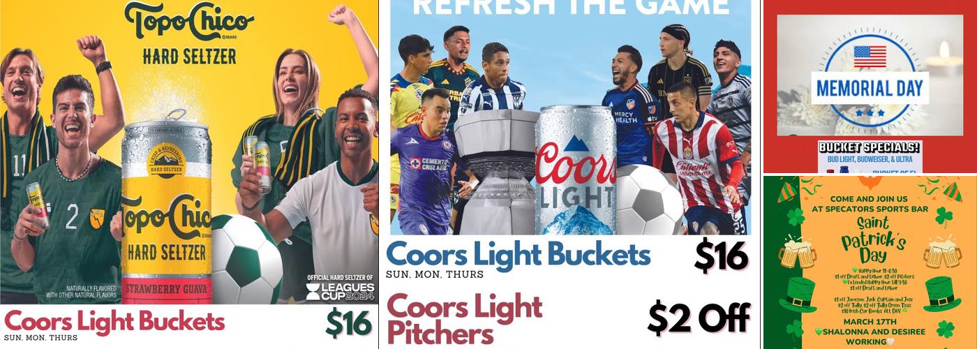 Spectators Sports Bar Menu