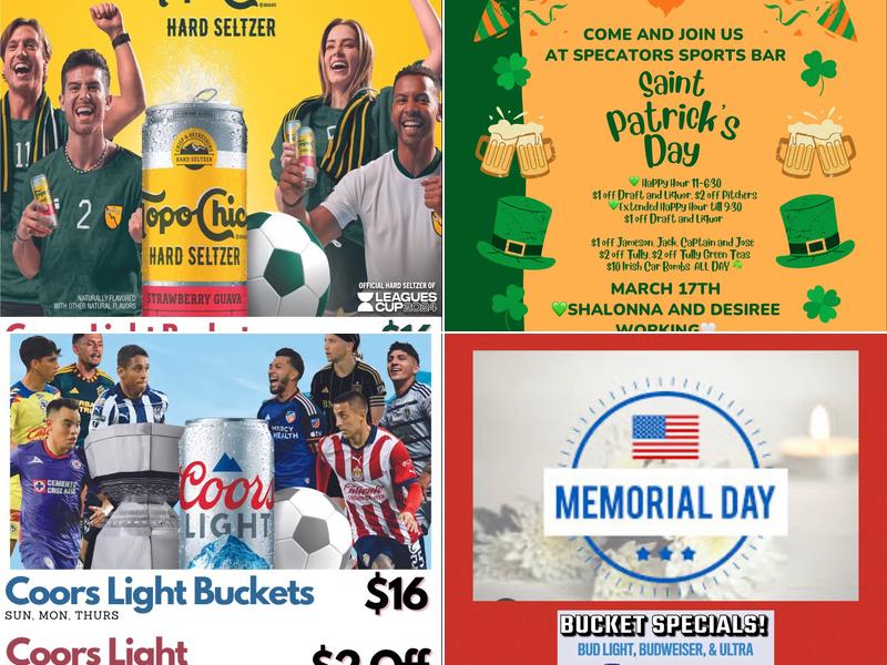 Spectators Sports Bar Menu