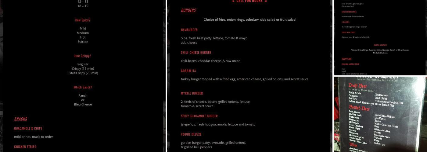 Ye Rustic Inn Menu
