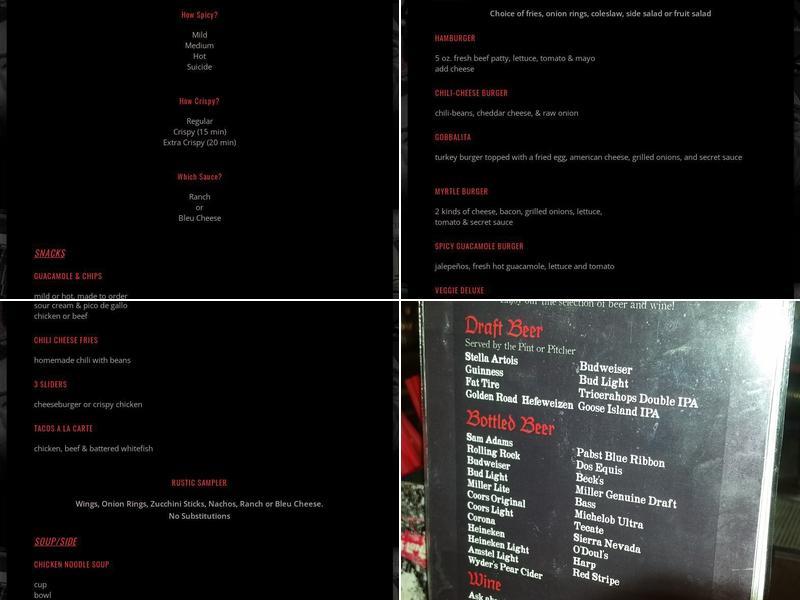 Ye Rustic Inn Menu