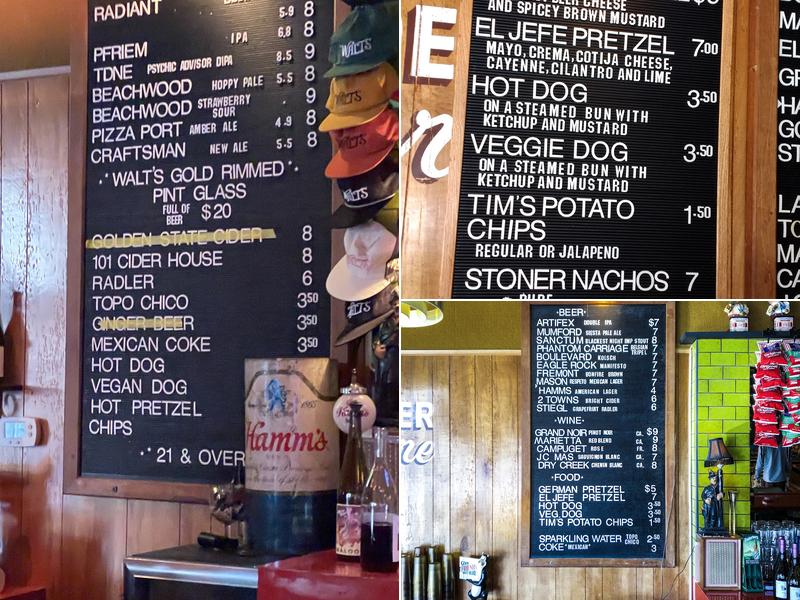 Walt’s Bar Menu