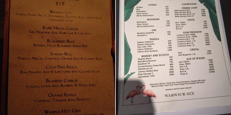 Warwick Menu