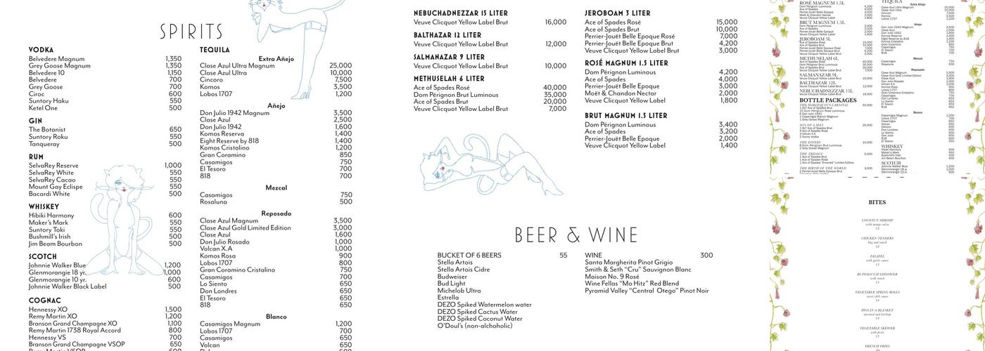 Bootsy Bellows Menu