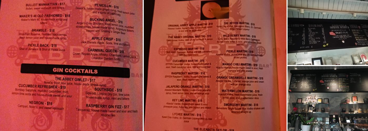 The Abbey Food & Bar Menu