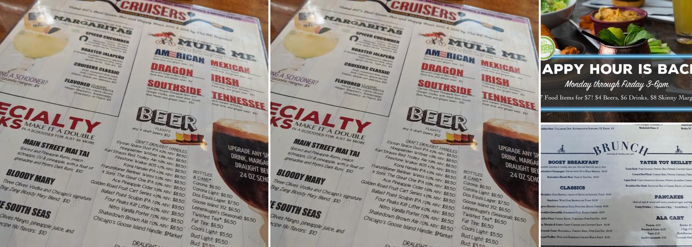 Cruisers Pizza Bar Grill Menu