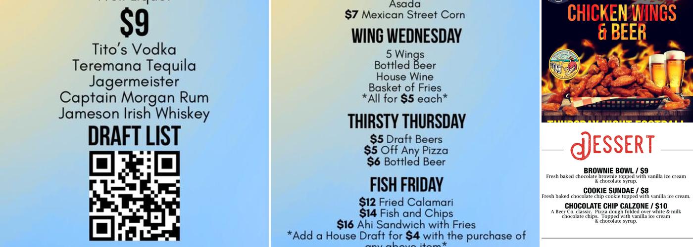 Huntington Beach Beer Company Menu