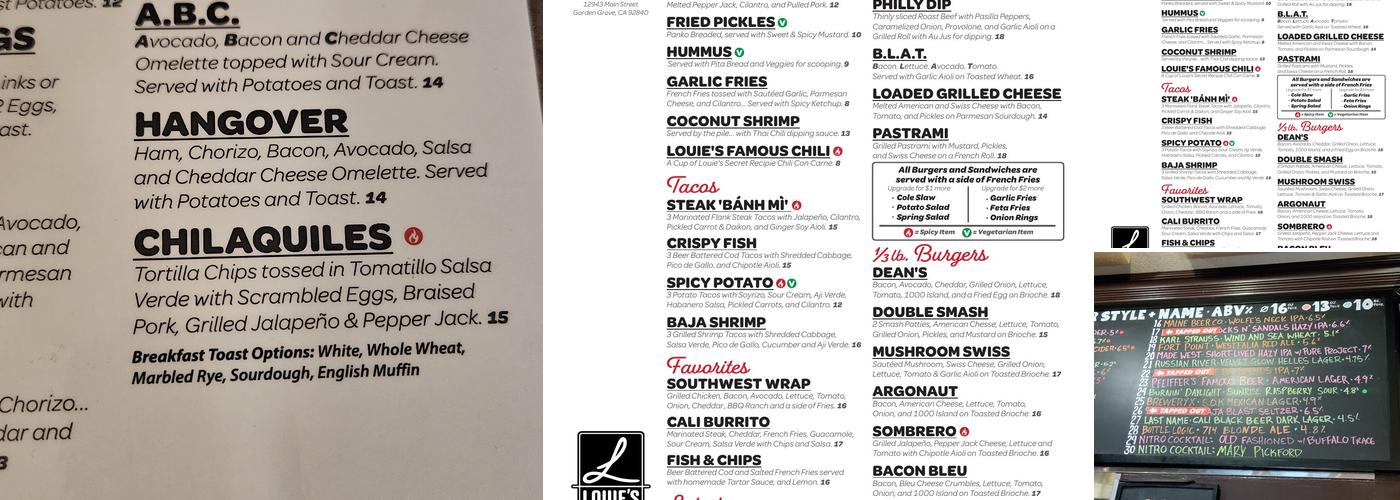 Louie's on Main Menu