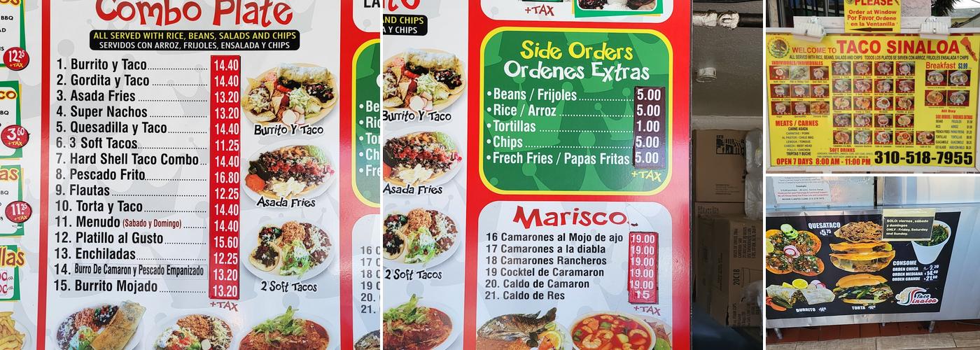 Taco Sinaloa Menu