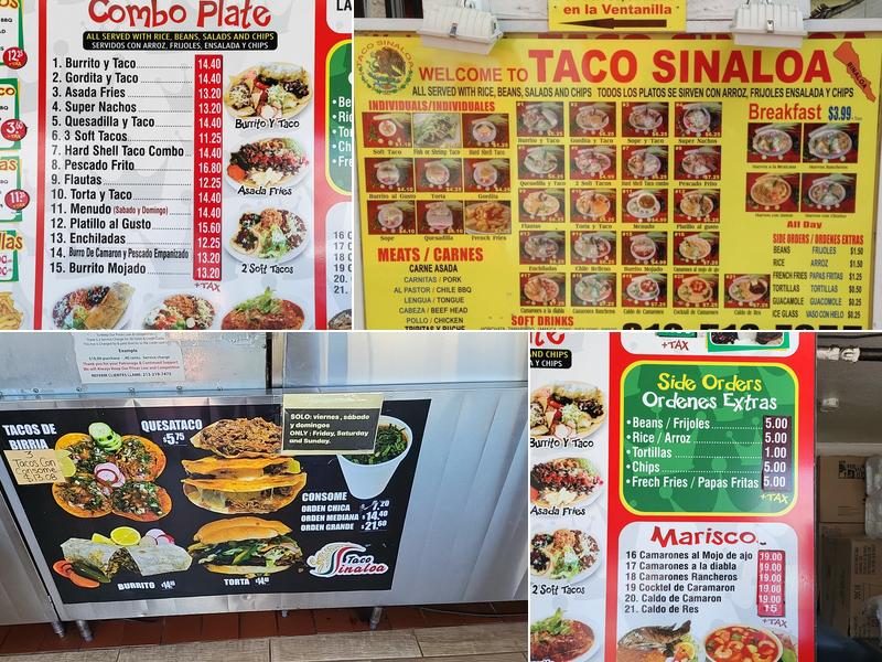 Taco Sinaloa Menu
