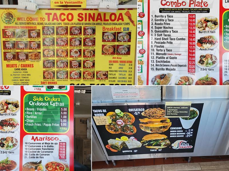 Taco Sinaloa Menu