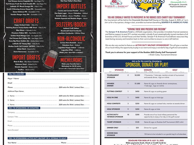 Rookies Sports Bar Menu