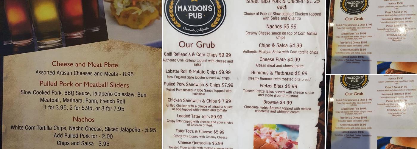 Maxdon's Menu