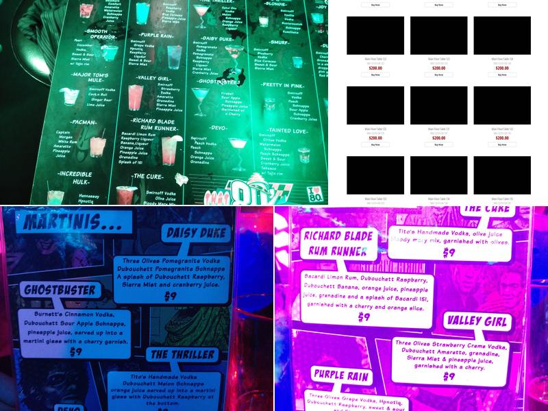 That 80's Bar Menu