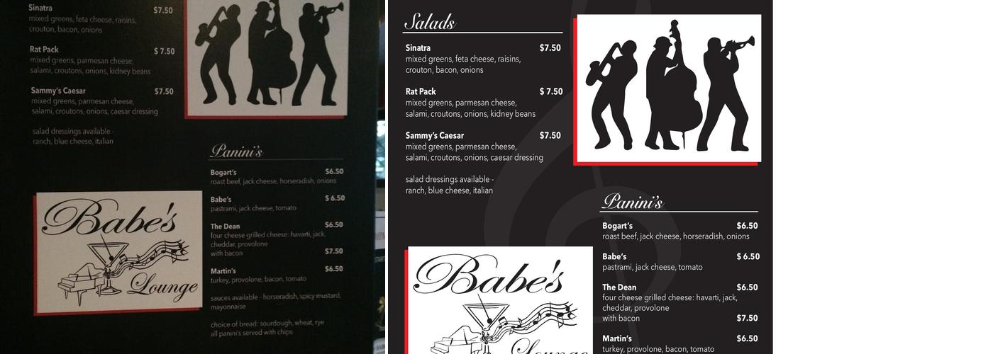 Babe's Lounge Menu