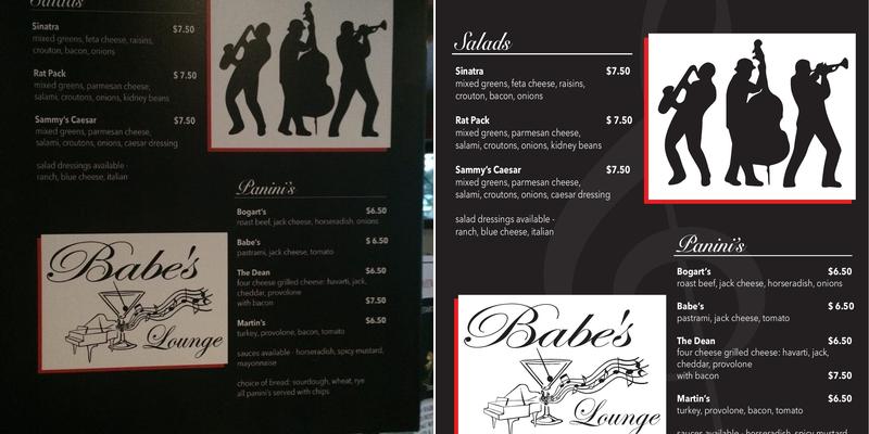 Babe's Lounge Menu