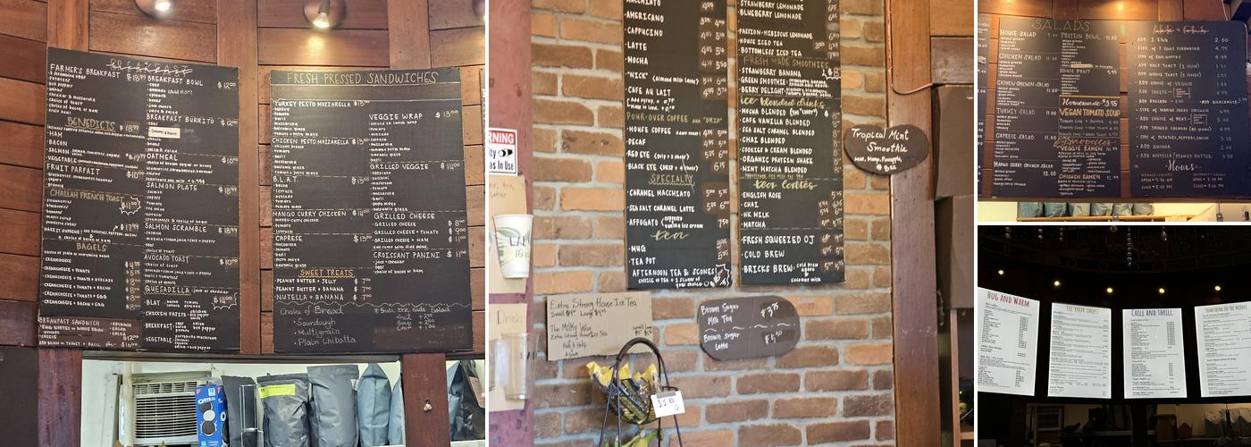 Bricks and Scones Menu