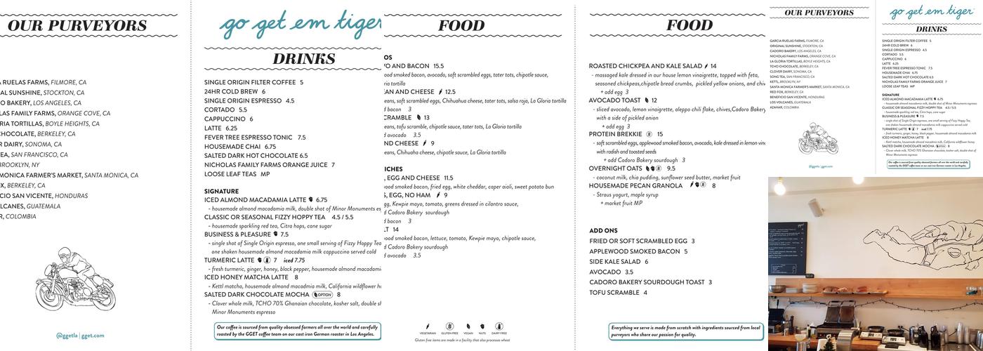 Go Get Em Tiger Menu