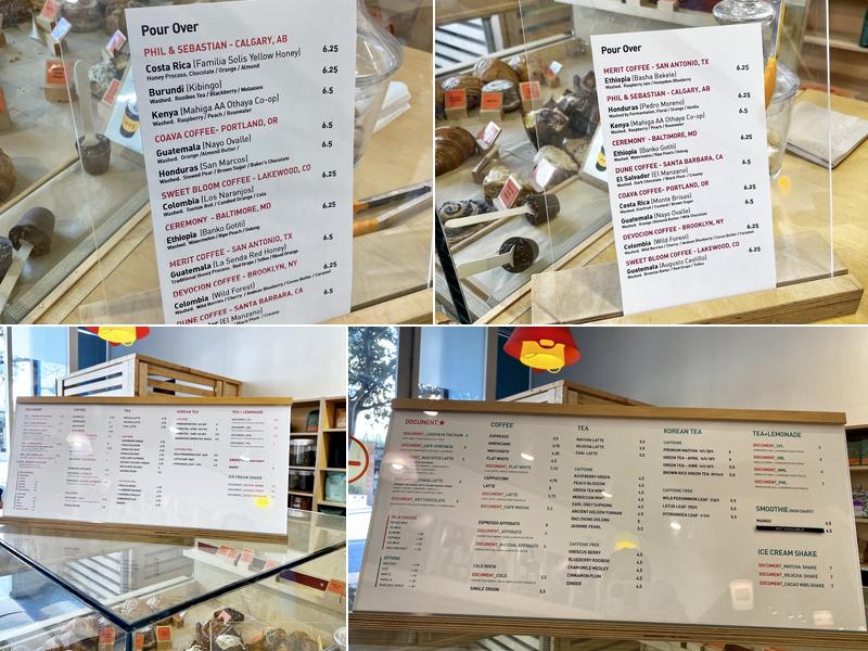 Document Coffee Bar Menu