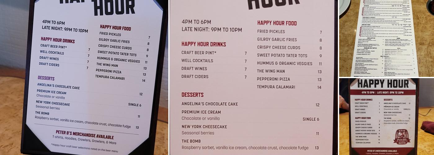 Peter B’s Brewpub Menu