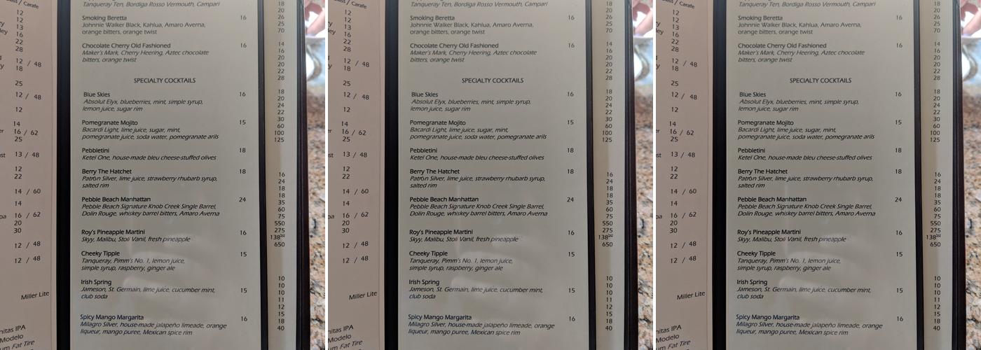 Trap's Bar & Lounge Menu