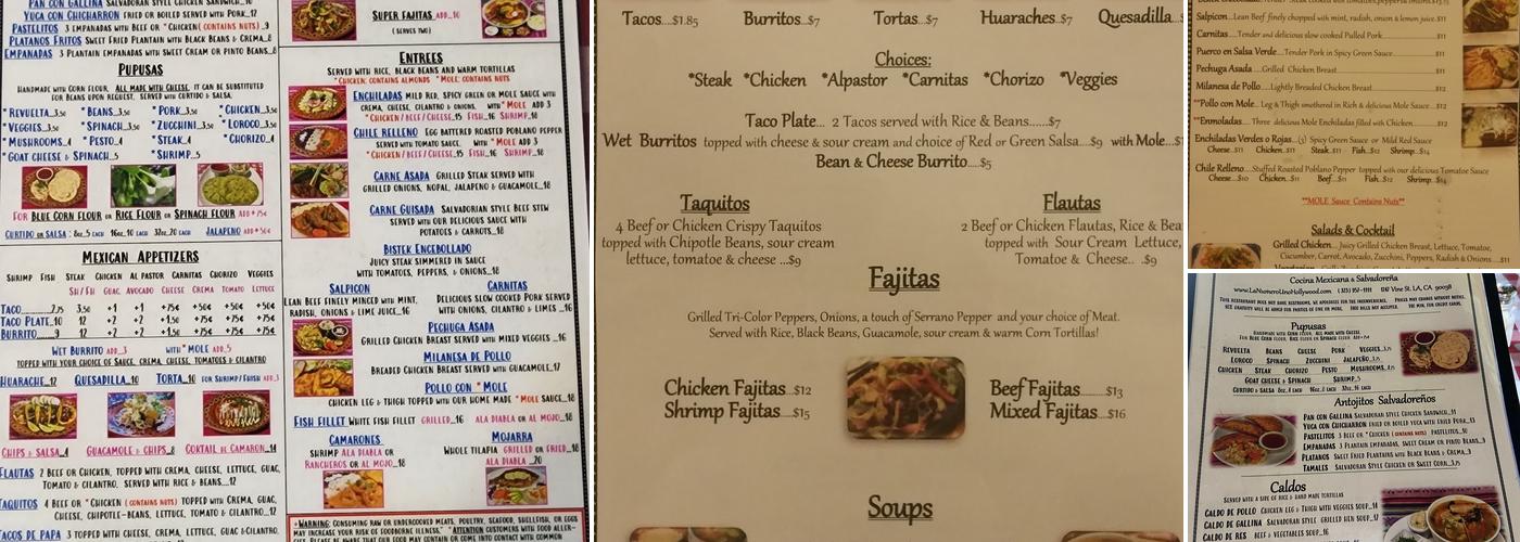 La Numero Uno Menu