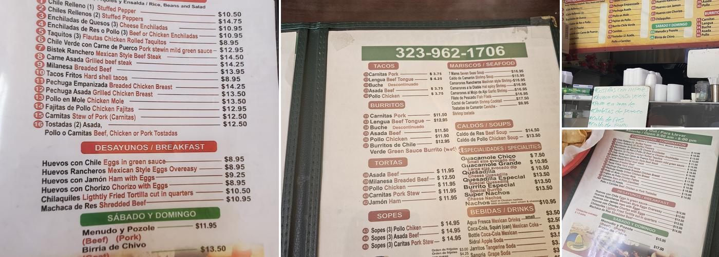 El Comal Menu