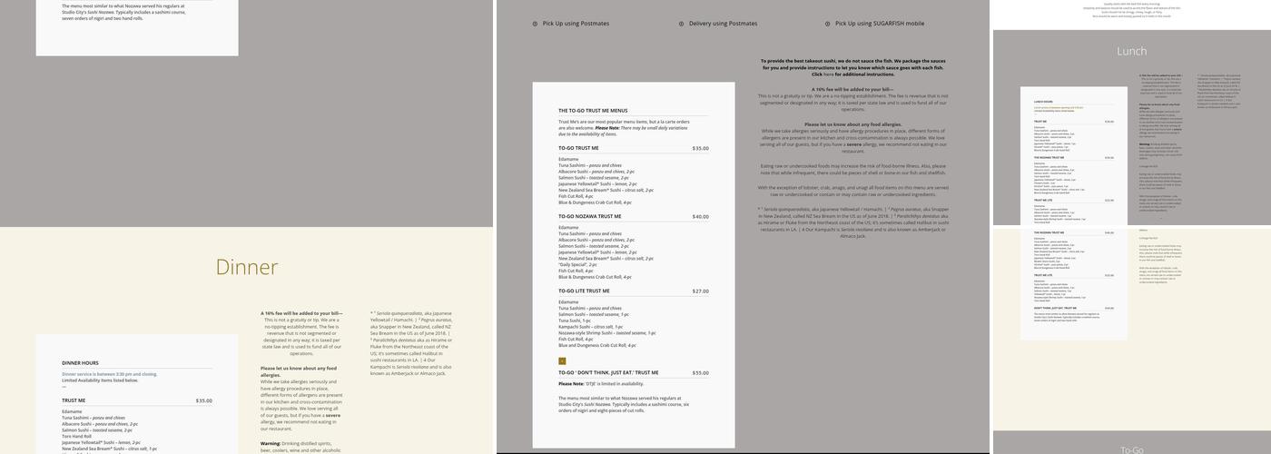 SUGARFISH by sushi nozawa Menu