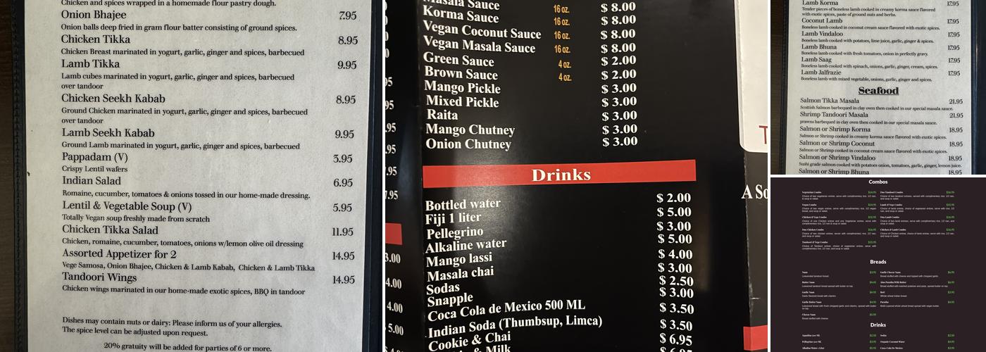 Star of India Tandoori Restaurant Menu