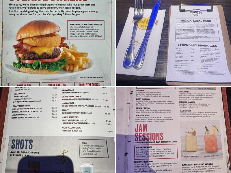 Hard Rock Cafe Menu