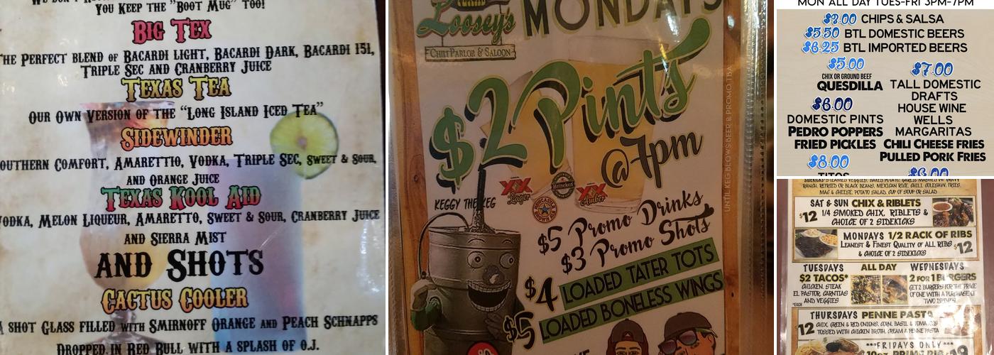 Texas Loosey's Menu