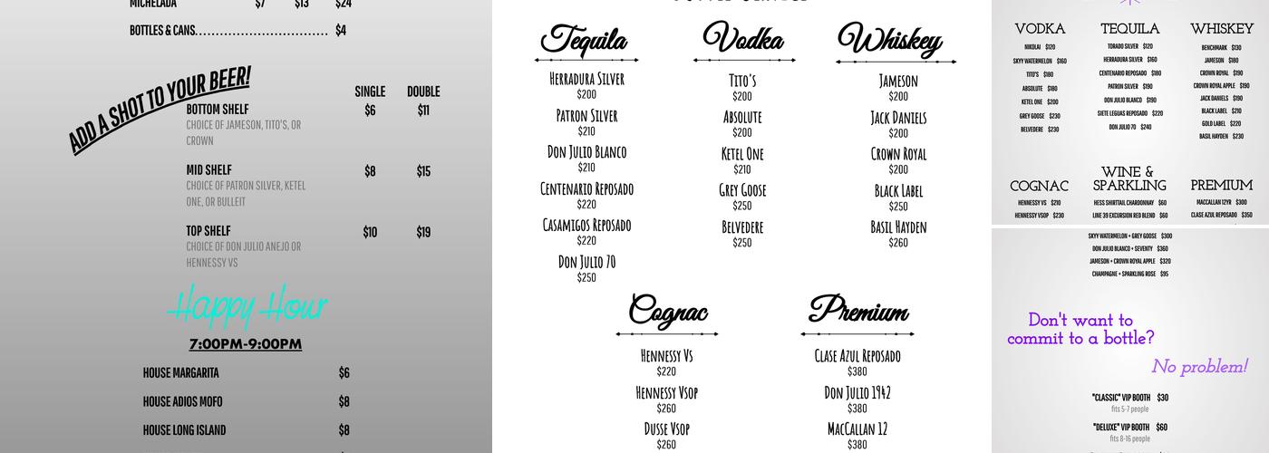 Pepper Tree Lounge Menu