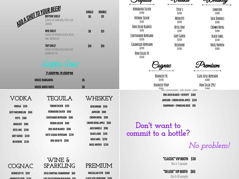 Pepper Tree Lounge Menu