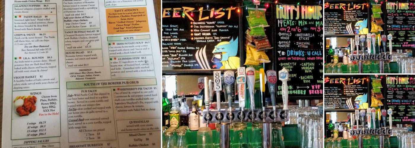 Poway's Irish Pub Menu