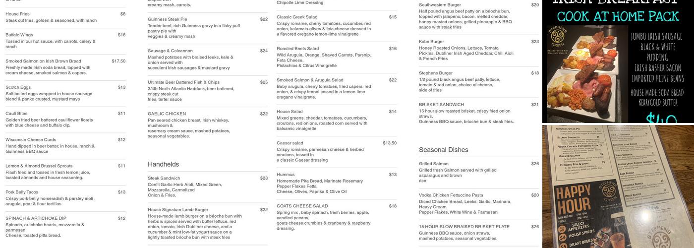 St. Stephen's Green Menu