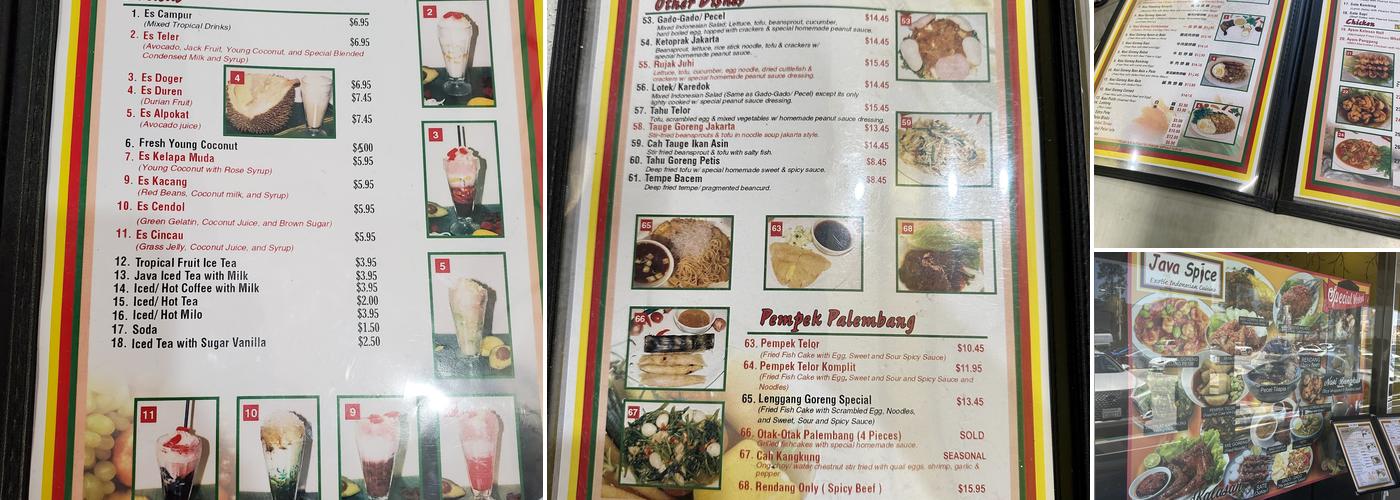Java Spice Menu