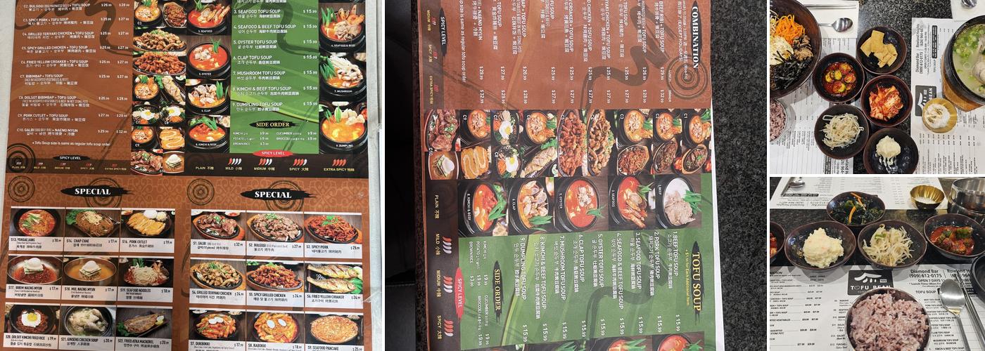 Tofu Bean Korean BBQ Menu