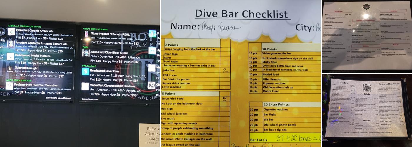 T. Boyle's Tavern Menu