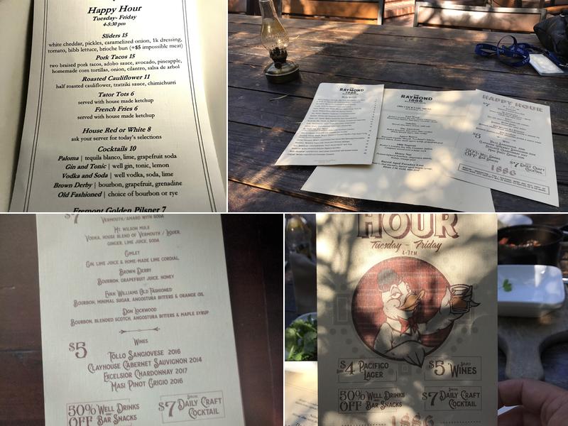 1886 Bar Restaurant at The Raymond - Pasadena CA Menu