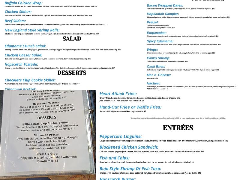 Hopscotch Craft Beer and Whiskey Menu