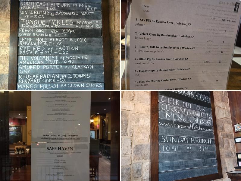 Haven Craft Kitchen + Bar Menu