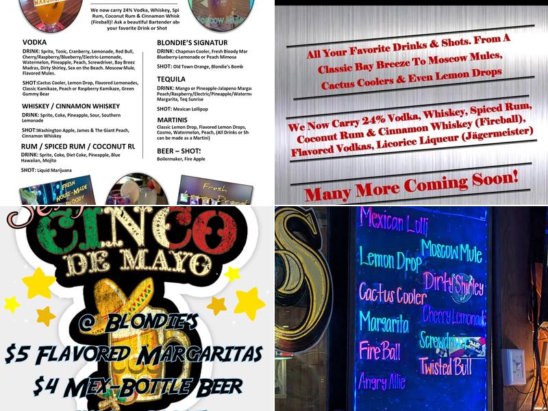 Blondie's Saloon Menu